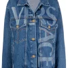 Versace Veste En Jean à Logo Imprimé 1D100 DARK BLUE