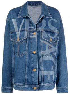 Versace Veste En Jean à Logo Imprimé 1D100 DARK BLUE