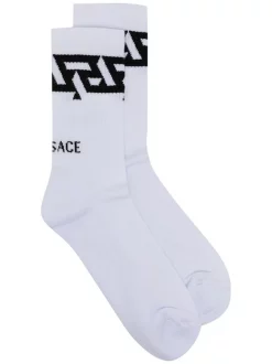 Versace Chaussettes Nervurées à Logo Imprimé Homme