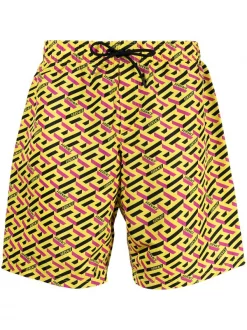 Versace 5Y010 Short De Bain Greca à Logo Imprimé Homme