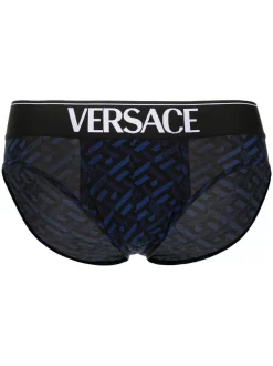 Versace Slip à Logo Brodé 5U180