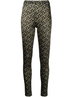 Versace 5B160 Legging à Imprimé La Greca Femme