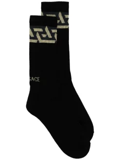 Versace 2B130 Chaussettes Nervurées à Logo Imprimé Homme