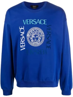 Versace 1U600 Lapis Sweat à Imprimé Medusa Head Homme