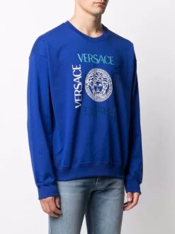 Versace 1U600 Lapis Sweat à Imprimé Medusa Head Homme -Pas Cher Versace Boutique 16905952 33662445 600