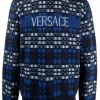 Versace Pull à Motif Tartan 6U400 NAVY+BLUETTE+LT.BLUE