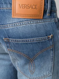 Versace 2D110 MEDIUMBLUE+WHITE Jean Droit à Effet Délavé Homme -Pas Cher Versace Boutique 16907185 33651163 600