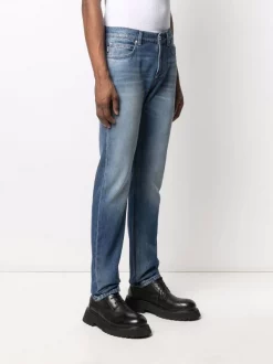 Versace 2D110 MEDIUMBLUE+WHITE Jean Droit à Effet Délavé Homme -Pas Cher Versace Boutique 16907185 33653060 600