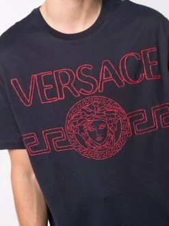 ( Nouvelle Collection ) Versace 1U610 NAVY T-shirt à Logo Brodé Homme -Pas Cher Versace Boutique 16908642 33762115 600