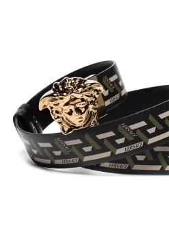 ( Access Edit ) Versace 5B15V NERO/ORO/KAKI Ceinture à Imprimé Greca Homme -Pas Cher Versace Boutique 16910696 35937354 600