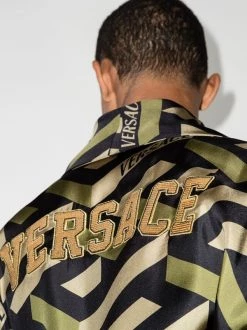 ( Access Edit ) Versace Robe De Chambre En Soie à Logo Imprimé Z7404 BLU -Pas Cher Versace Boutique 16910698 36132887 600