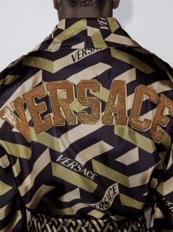 ( Access Edit ) Versace Peignoir La Greca En Soie à Motif Monogrammé Z7150 KAKI -Pas Cher Versace Boutique 16912110 38210170 600