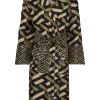 ( Access Edit ) Versace Peignoir La Greca En Soie à Motif Monogrammé Z7150 KAKI