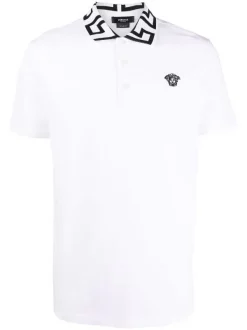 Versace A2048 WHITE BLACK Polo à Plaque Medusa Homme