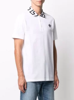 Versace A2048 WHITE BLACK Polo à Plaque Medusa Homme -Pas Cher Versace Boutique 16914756 33739103 600