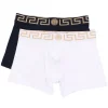 Versace A40I WHITE/BLUE Lot De Deux Boxers à Détail Greca Homme