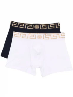 Versace A40I WHITE/BLUE Lot De Deux Boxers à Détail Greca Homme