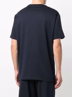 Versace 1U610 NAVY T-shirt à Logo Brodé Homme -Pas Cher Versace Boutique 16933863 33812641 600