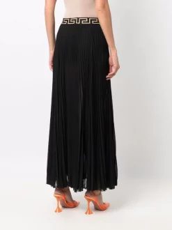 Versace 1B000 BLACK Jupe Longue à Taille Greca Femme -Pas Cher Versace Boutique 16934658 35299980 600