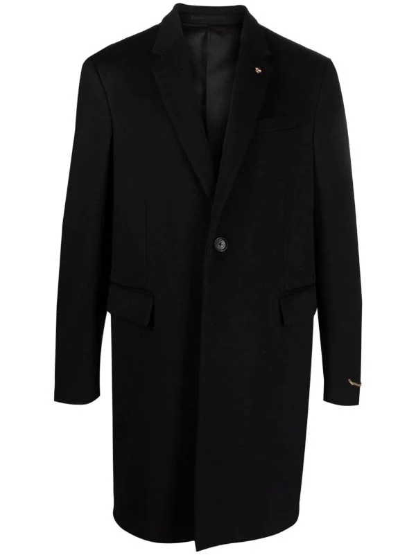 Versace 1B000 BLACK Manteau à Simple Boutonnage Homme 1 Versace 1B000 BLACK Manteau à Simple Boutonnage Homme
