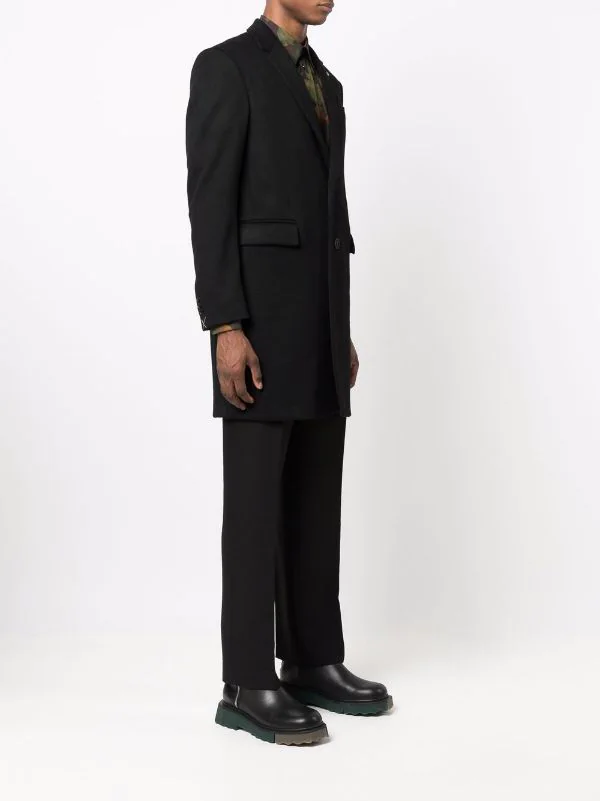 Versace 1B000 BLACK Manteau à Simple Boutonnage Homme 3 Versace 1B000 BLACK Manteau à Simple Boutonnage Homme – Image 3