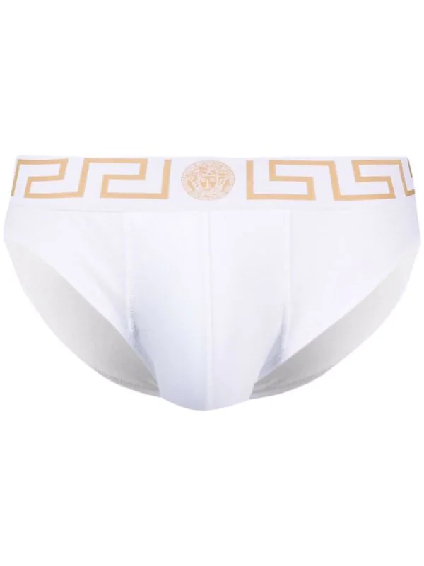 Versace Slip à Motif Medusa A81H WHITE GREEK GOLD 1 Versace Slip à Motif Medusa A81H WHITE GREEK GOLD