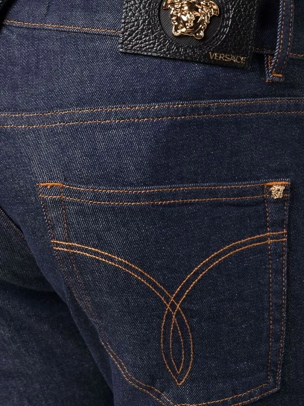 Versace Jean Slim à Coutures Contrastantes 1D100 DARK BLUE 5 Versace Jean Slim à Coutures Contrastantes 1D100 DARK BLUE – Image 5