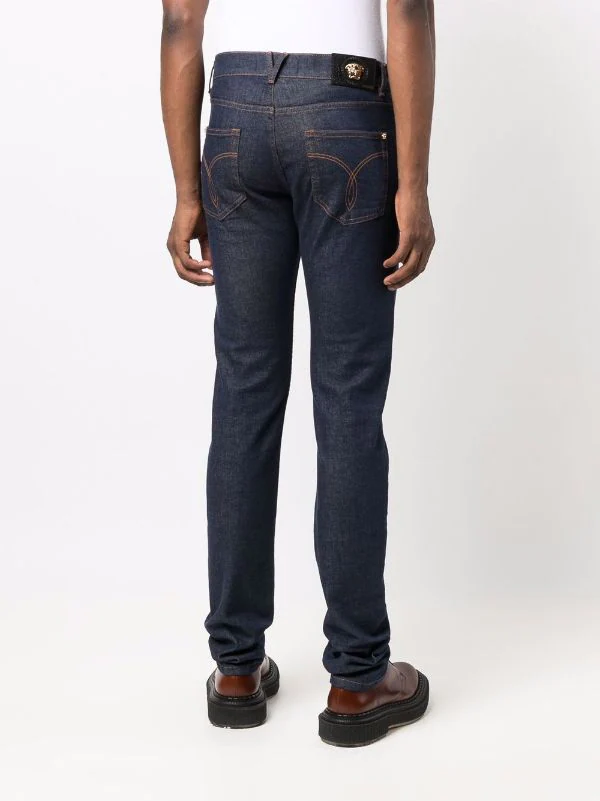 Versace Jean Slim à Coutures Contrastantes 1D100 DARK BLUE 4 Versace Jean Slim à Coutures Contrastantes 1D100 DARK BLUE – Image 4