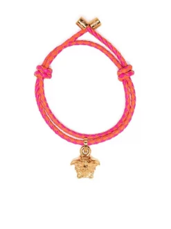 ( Nouvelle Collection ) Versace Bracelet Medusa à Bride Tressée 2O15V DARK ORANGE FUCHSIA VERSACEGOLD