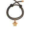 ( Nouvelle Collection ) Versace Bracelet Medusa à Bride Tressée 2K17V KHAKI/BLACK/GOLD