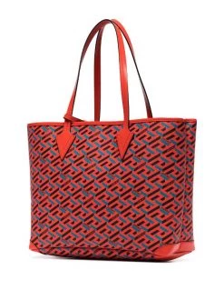 Versace Sac Cabas à Motif La Greca 5R08V ORANGE PEEL + REGAL BLUE ORO -Pas Cher Versace Boutique 16964009 36606891 600