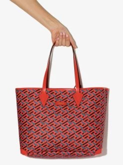 Versace Sac Cabas à Motif La Greca 5R08V ORANGE PEEL + REGAL BLUE ORO -Pas Cher Versace Boutique 16964009 36608483 600