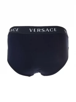 Versace A401 BIANCO/ BLU Lot De Deux Slips à Bande Logo Homme -Pas Cher Versace Boutique 16967154 35649375 600