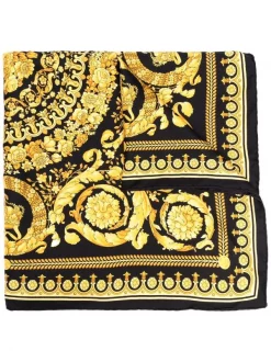 Versace Foulard En Soie à Imprimé Baroque I7900 BLACK GOLD