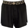 Versace 1B000 BLACK Short De Pyjama En Soie à Bordure Greca Homme