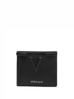 Versace 1B00E Portefeuille Pliant à Logo Embossé Homme
