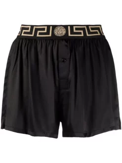 Versace 1B000 BLACK Short à Taille Greca Femme