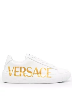 ( Nouvelle Collection ) Versace Baskets Lacées à Logo Imprimé Femme