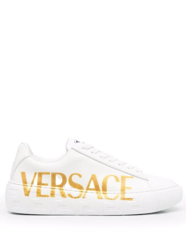 ( Nouvelle Collection ) Versace Baskets Lacées à Logo Imprimé Femme 1 ( Nouvelle Collection ) Versace Baskets Lacées à Logo Imprimé Femme