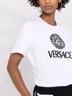 Versace T-shirt à Logo Imprimé Femme -Pas Cher Versace Boutique 17033328 34172273 600