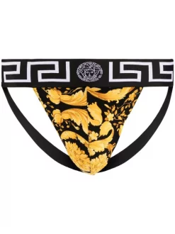 Versace 5B000 BLACK GOLD Slip à Imprimé Baroque Homme