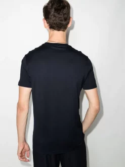 ( Positively Conscious ) Versace T-shirt à Logo Appliqué 1U610 NAVY -Pas Cher Versace Boutique 17110826 36136533 600