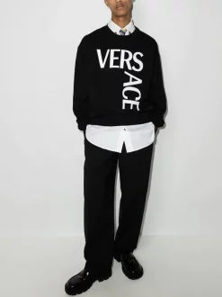 Versace 1B000 NERO Sweat à Logo Imprimé Homme -Pas Cher Versace Boutique 17110834 36148827 600