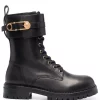 ( Access Edit ) Versace KV041 BLACK/ VERSACE GOLD Bottines Medusa Pin à Lacets Femme