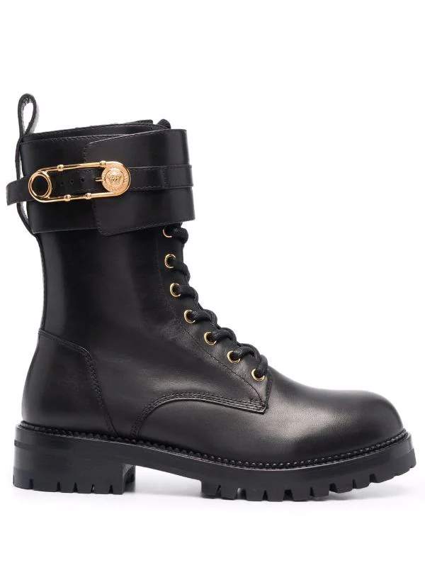 ( Access Edit ) Versace KV041 BLACK/ VERSACE GOLD Bottines Medusa Pin à Lacets Femme 1 ( Access Edit ) Versace KV041 BLACK/ VERSACE GOLD Bottines Medusa Pin à Lacets Femme