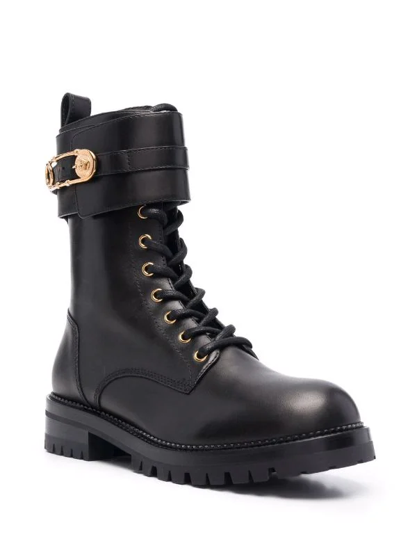 ( Access Edit ) Versace KV041 BLACK/ VERSACE GOLD Bottines Medusa Pin à Lacets Femme 2 ( Access Edit ) Versace KV041 BLACK/ VERSACE GOLD Bottines Medusa Pin à Lacets Femme – Image 2