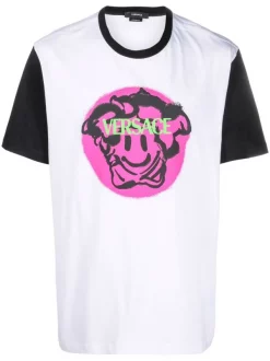 Versace T-shirt à Imprimé Medusa 2W020 WHITE BLACK