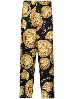 ( Access Edit ) Versace Pantalon De Pyjama à Imprimé Medusa 5B000 BLACK GOLD