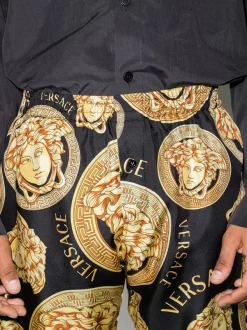 ( Access Edit ) Versace Pantalon De Pyjama à Imprimé Medusa 5B000 BLACK GOLD -Pas Cher Versace Boutique 17145923 35424642 600