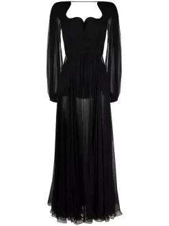 Versace Robe Longue à Encolure Cœur 1B000 BLACK
